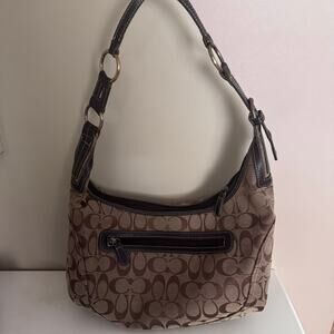 Coach Brown Signature C Jacquard Canvas Demi Hobo Shoulder Bag 6092 Y2K